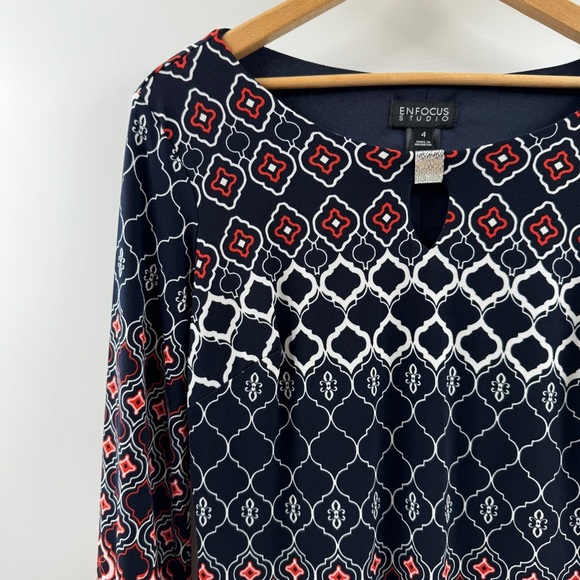 Enfocused Studio Patterned Knee-Length Dress Size 4 - Picture 2 of 8